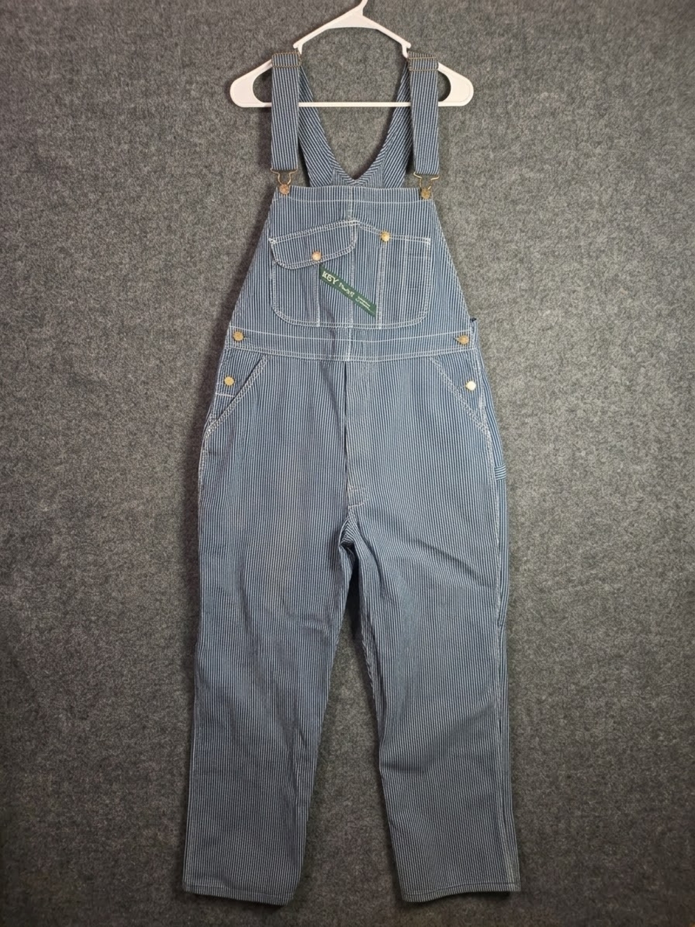 Key Imperial Hickory Stripe Denim Overalls Workwear Railroad Carpenter W40 L32